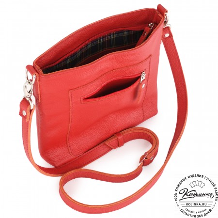  Кожаная сумка "София" (красная)